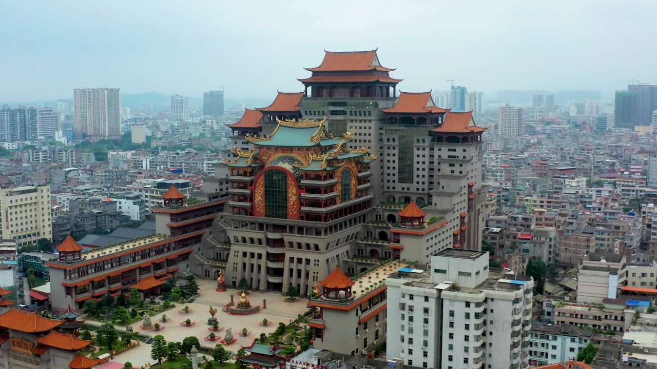 广西玉林云天宫古建筑俯瞰美景 一