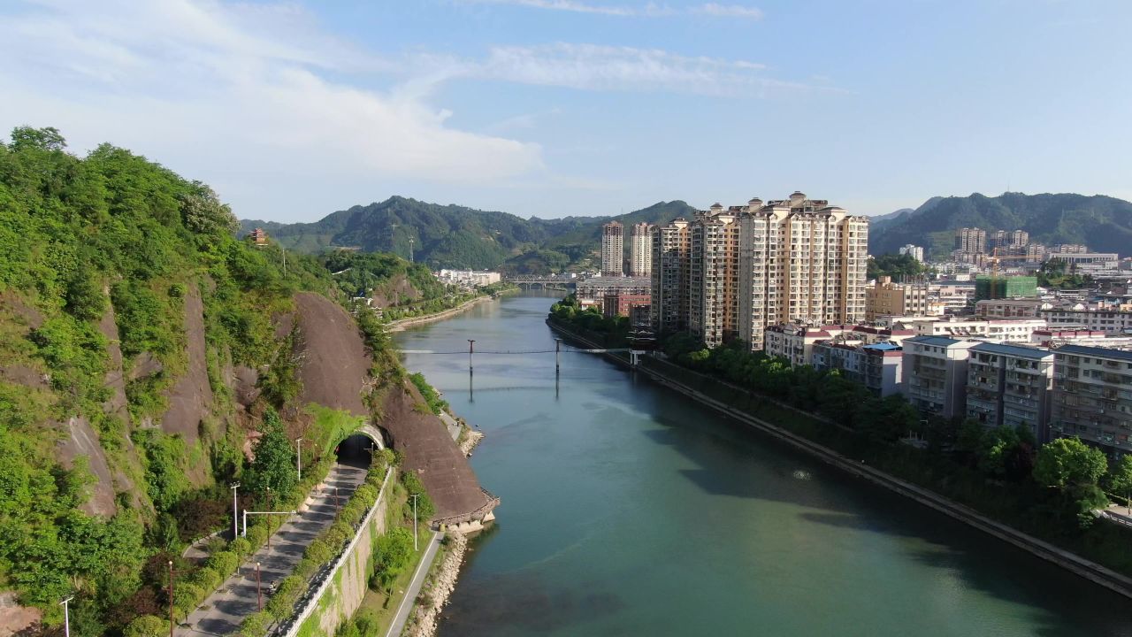 湖南新晃侗族自治县城市风光旅游景区航拍 