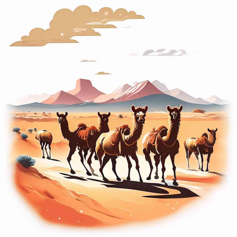 驼队沙漠丝绸之路元素插画 11
