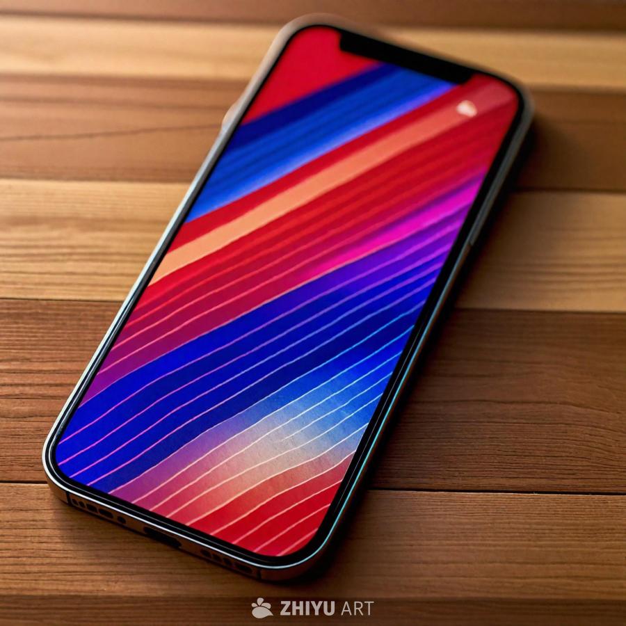 一张木桌上放置着一部iPhone 13 Pro手机