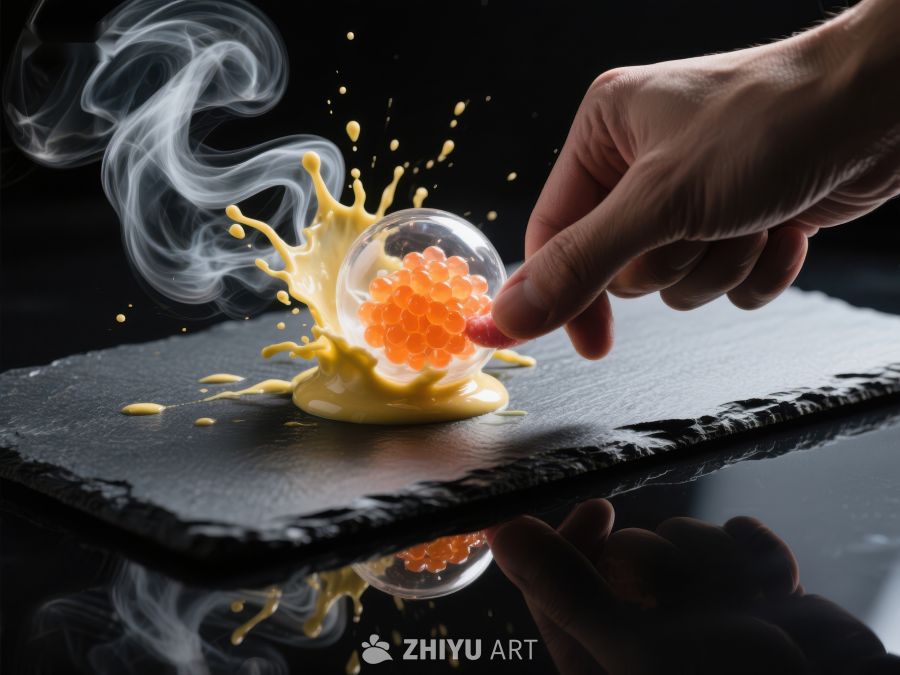 手触碰烟雾缭绕的液体球瞬间 572