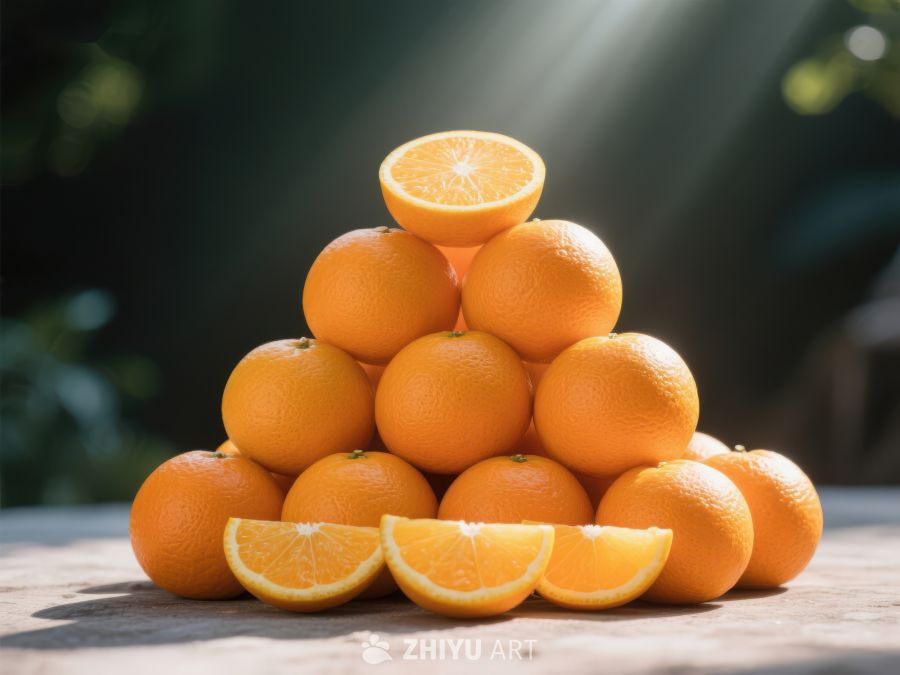 橙子金字塔：阳光下的新鲜水果 78