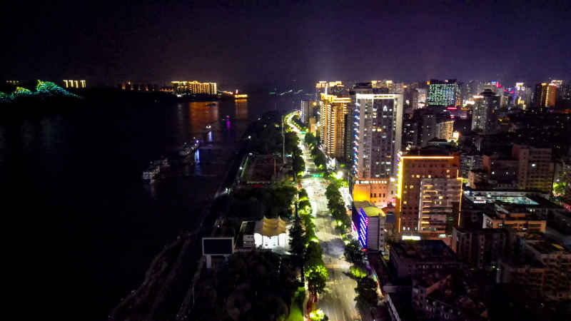 航拍湖北宜昌夜景