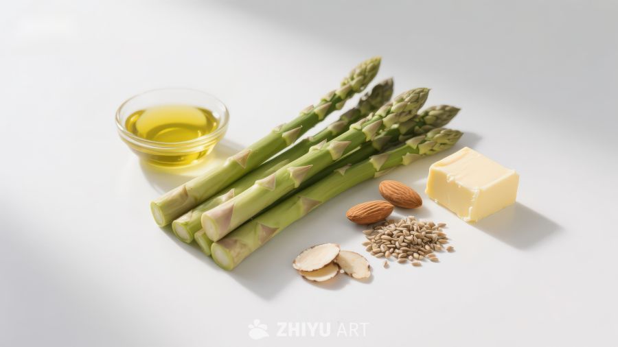 芦笋与坚果食材组合