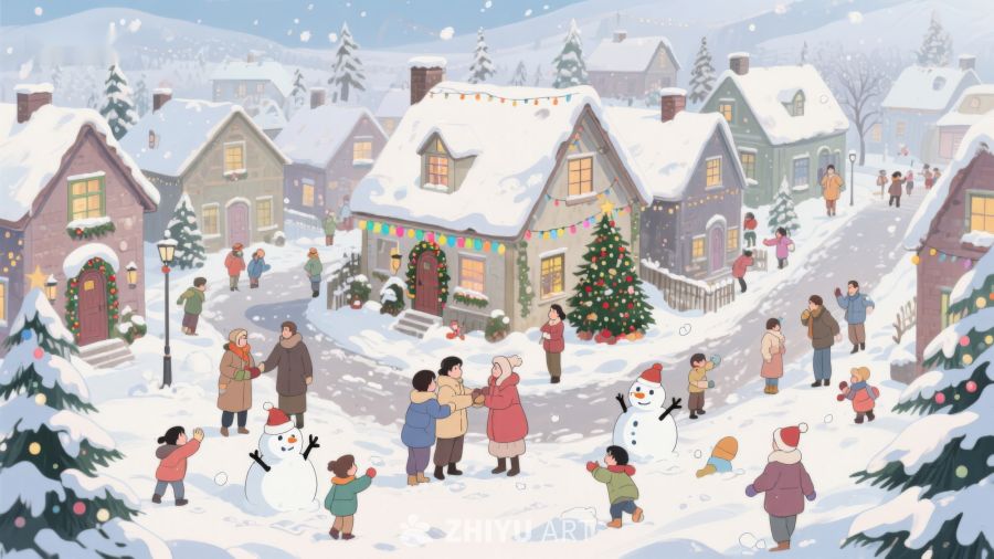 雪中小镇的欢乐圣诞 520