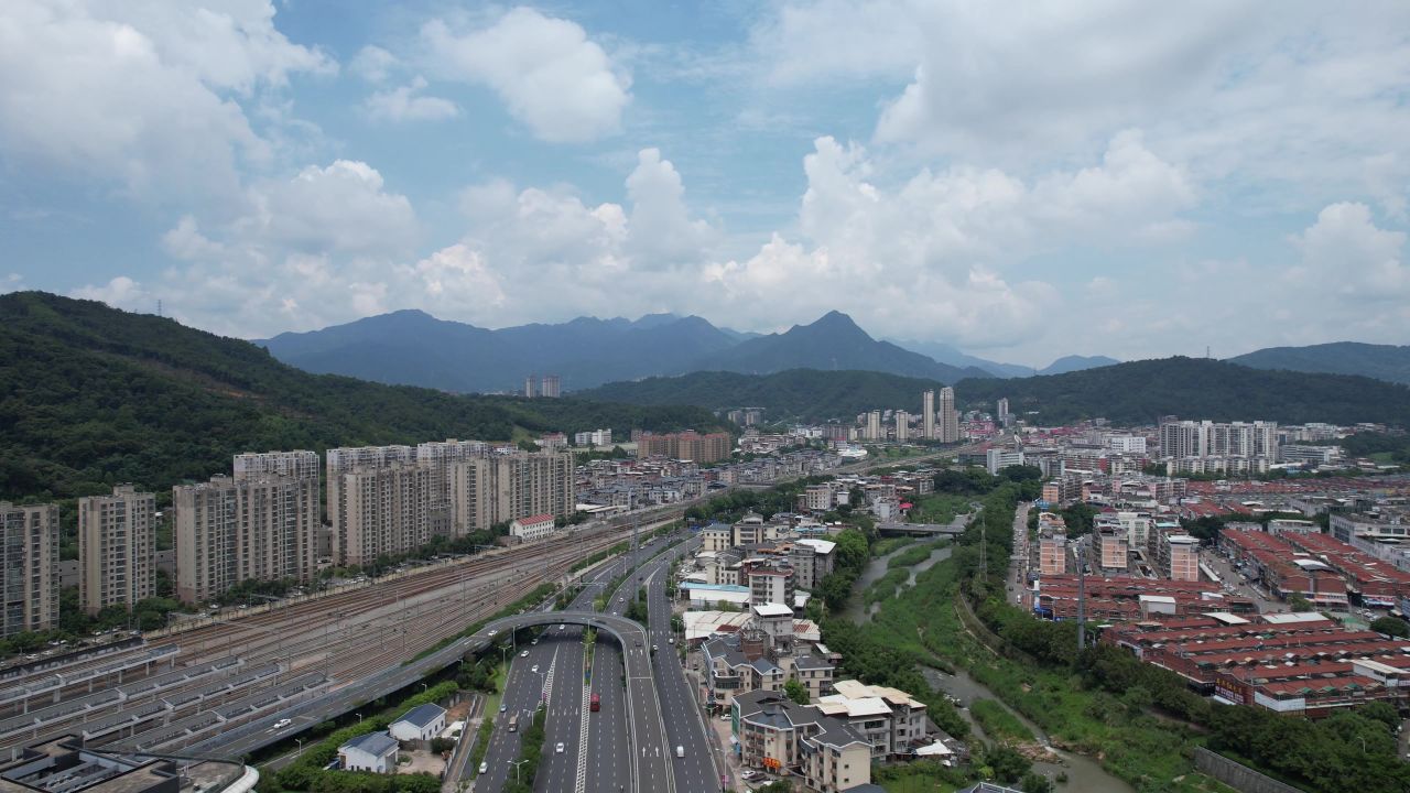 福建龙岩火车站龙岩站航拍