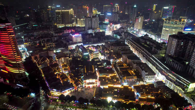 广西南宁城市夜景灯光航拍  