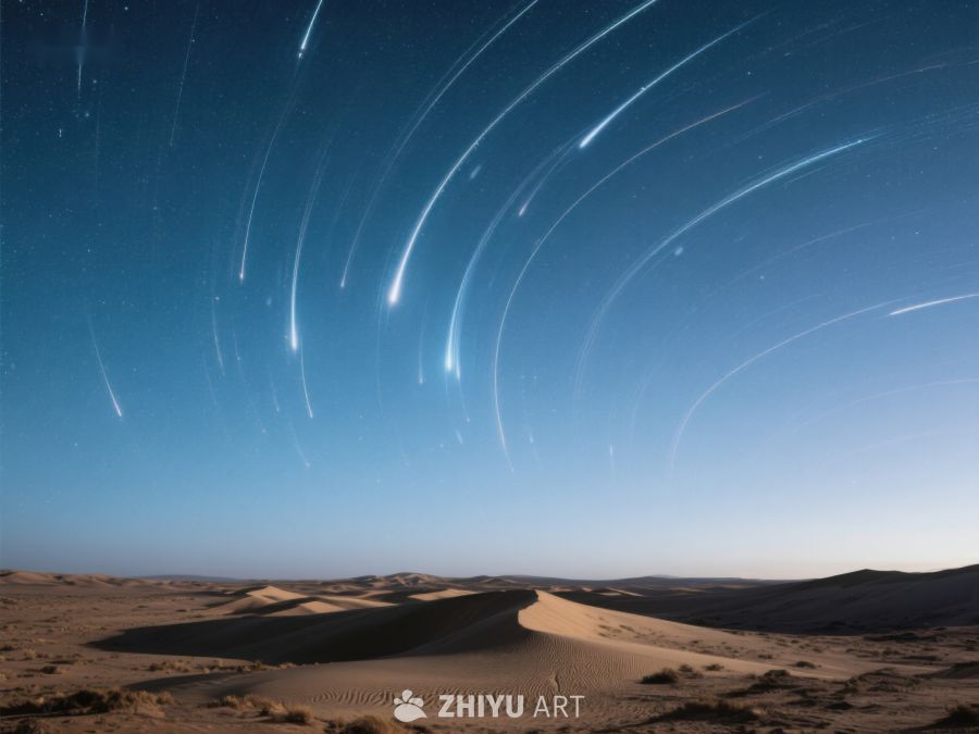 沙漠夜空下的流星轨迹 106