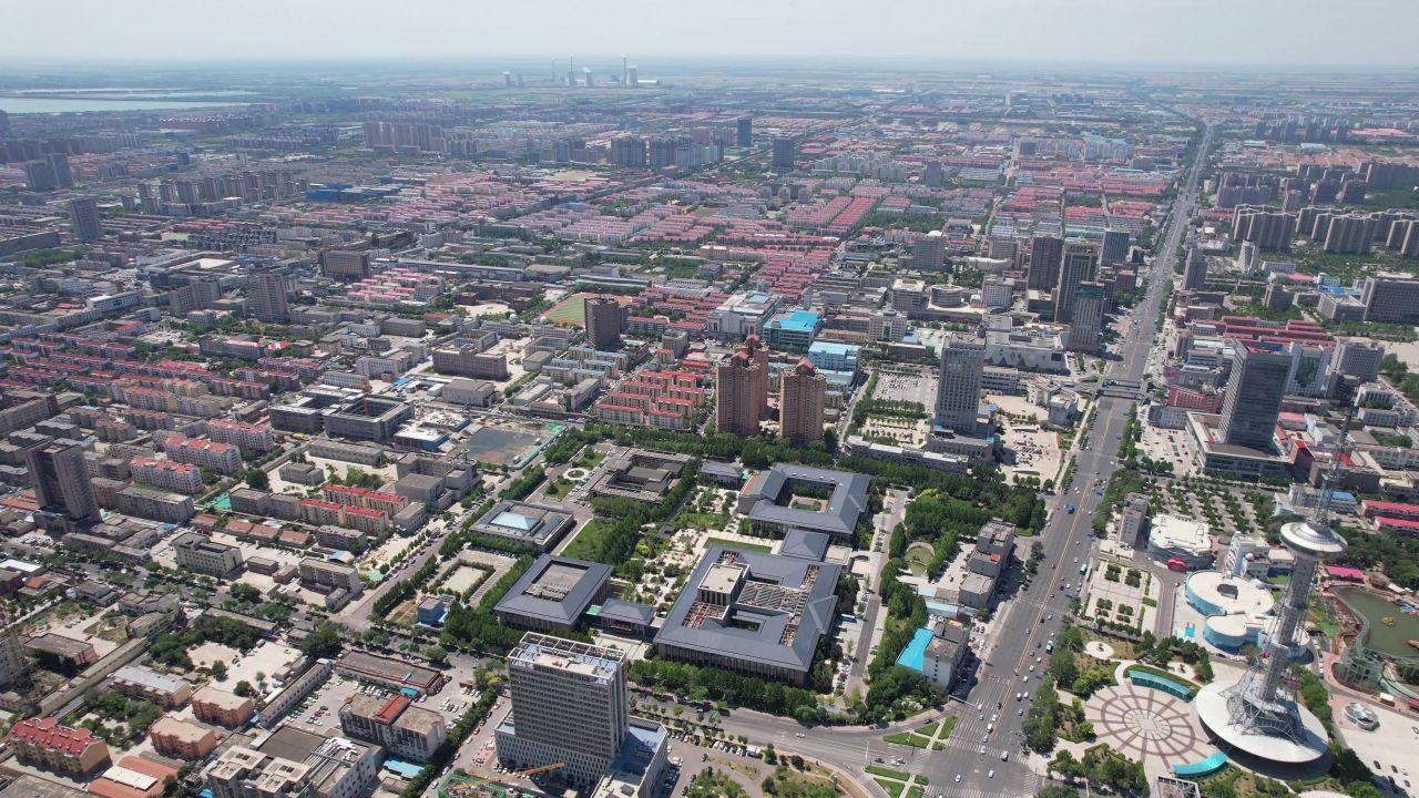 山东东营城市建设城市大景航拍