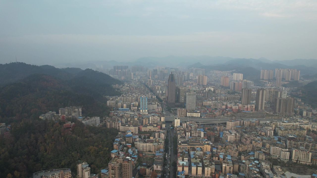 贵州遵义城市风光汇川区航拍