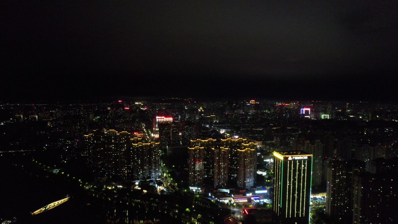 安徽蚌埠城市夜景灯光航拍  