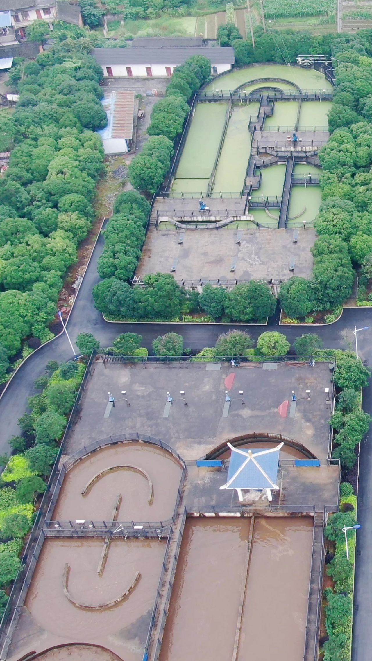 城市航拍污水处理厂竖屏 