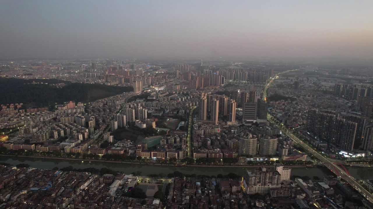 广东江门城市建设航拍 
