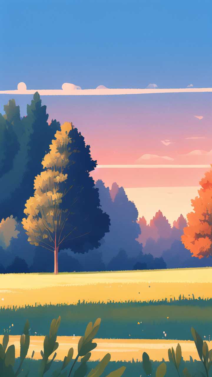 夏天唯美风景原创插画海报