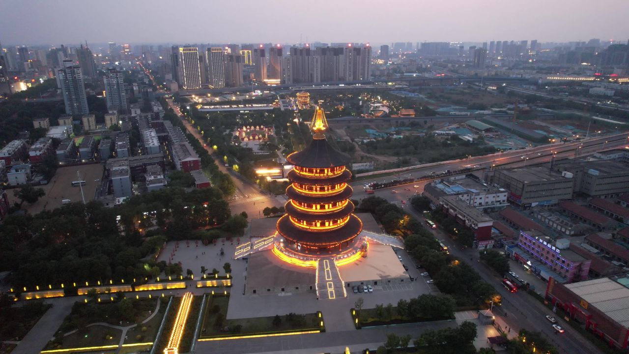 河南洛阳城市风光旅游景区航拍 