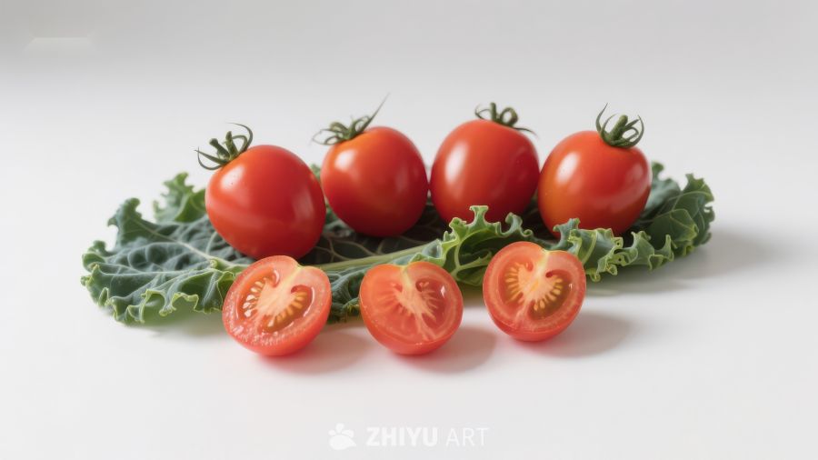 新鲜樱桃番茄与羽衣甘蓝