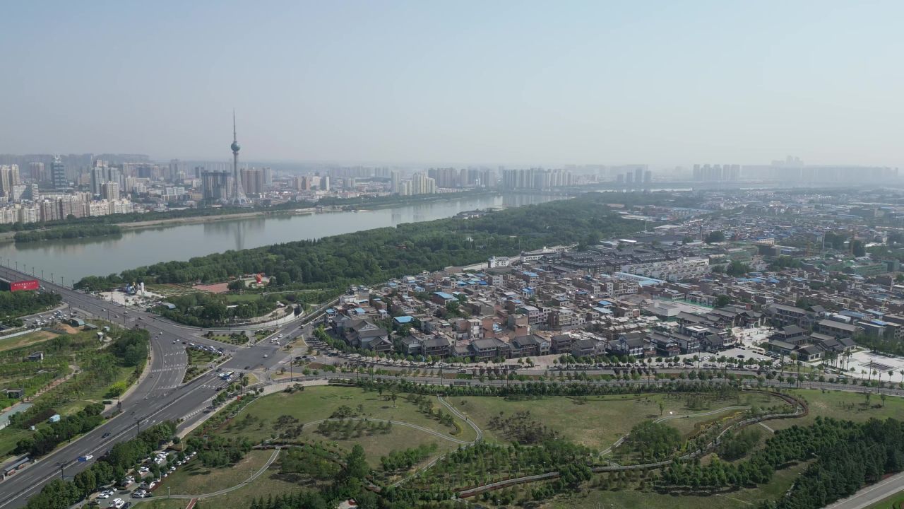 河南洛阳城市风光旅游景区航拍 