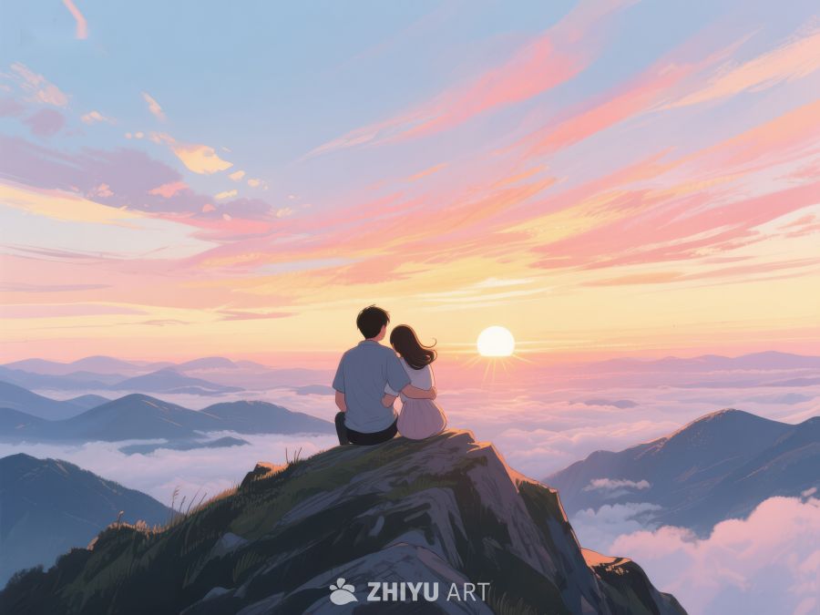 山顶观日，二人相伴 625