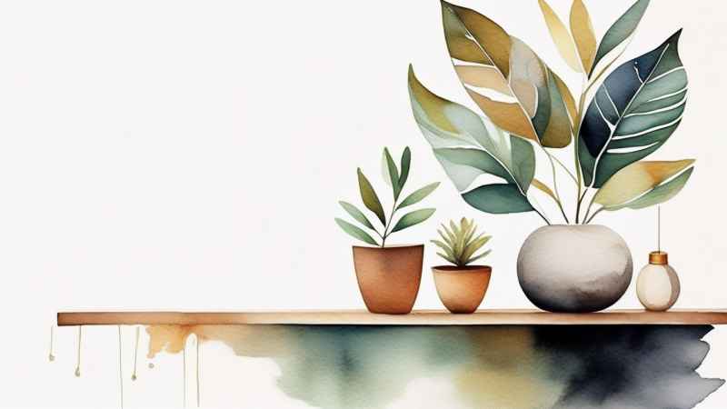 极简主义元素花朵和树枝插画