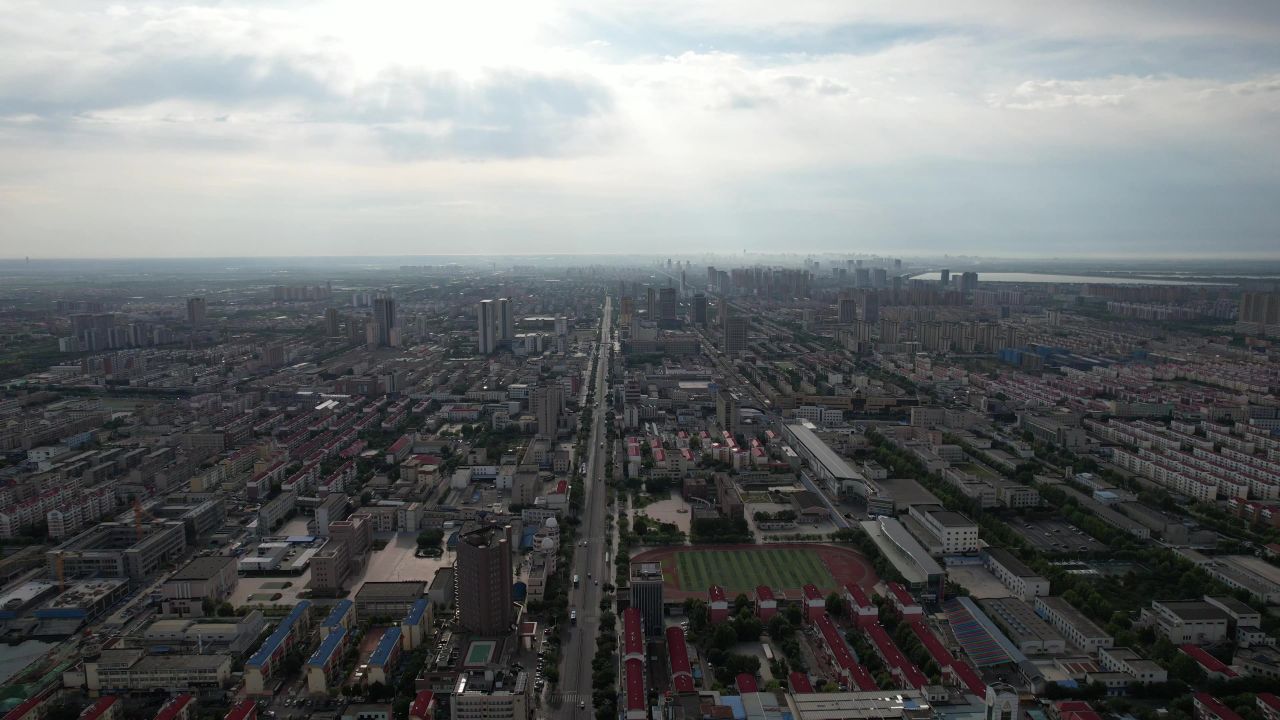 山东东营城市建设地标建筑航拍 