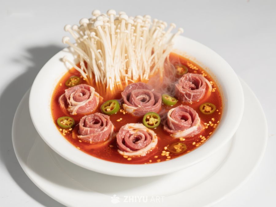 金针菇卷肉片配辣椒酱 267