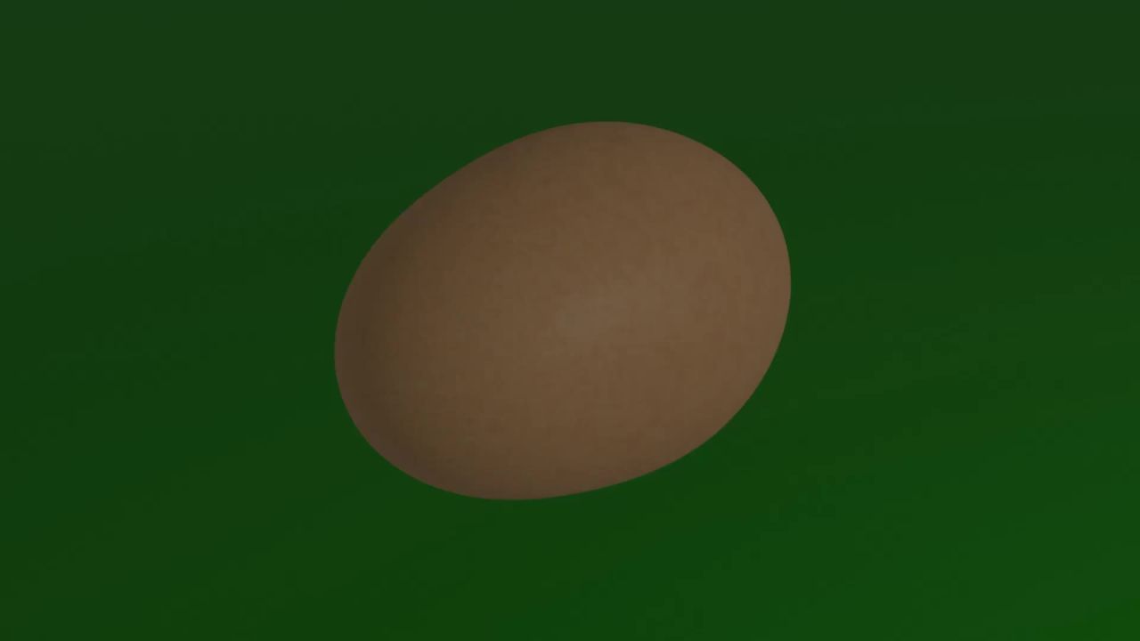 无限循环鸡蛋旋转动画绿屏抠像合成素材，3D鸡蛋无缝转动绿幕背景固定镜头