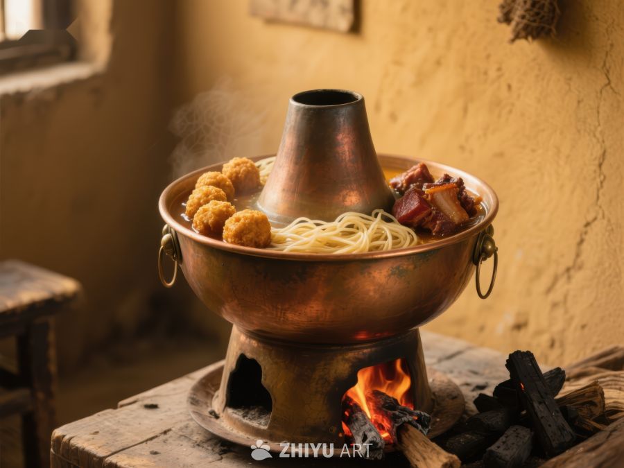 铜锅火锅，炭火煮食 719
