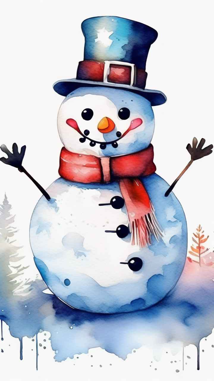 冬季插画雪人堆 101