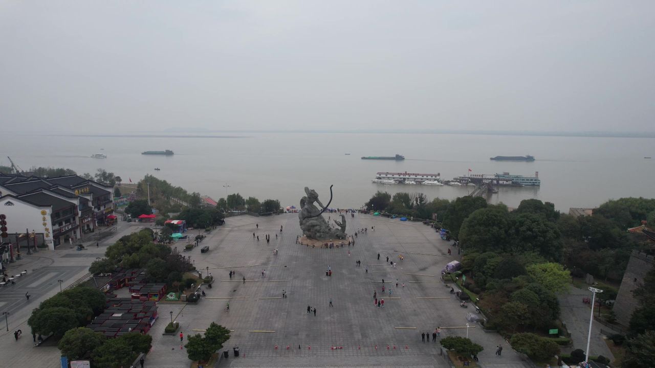 湖南岳阳城市风光旅游景区地标建筑航拍 