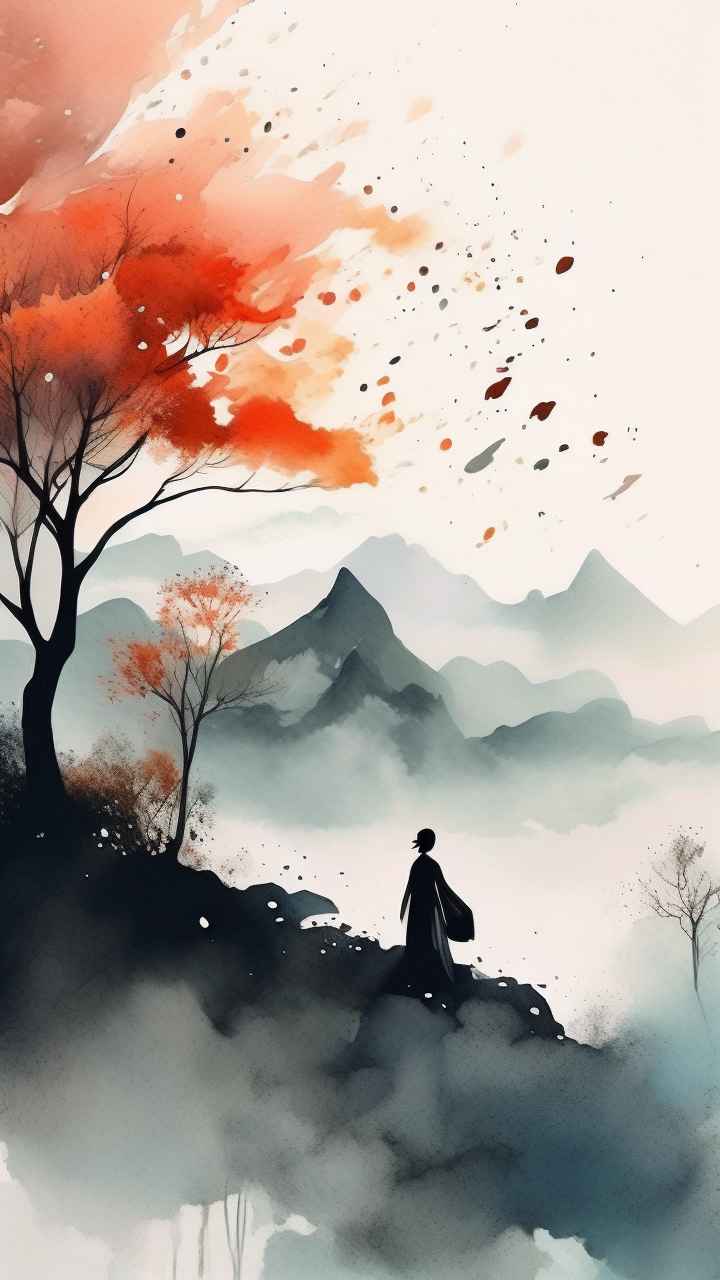 国潮山水画插画背景 50