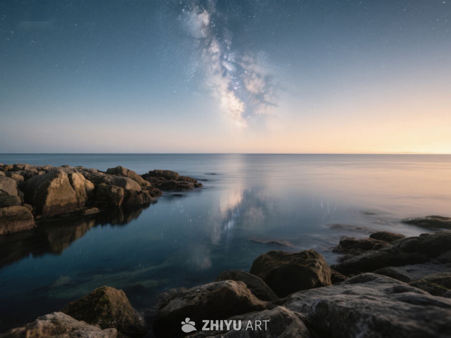 星空下的海岸静谧夜景 176