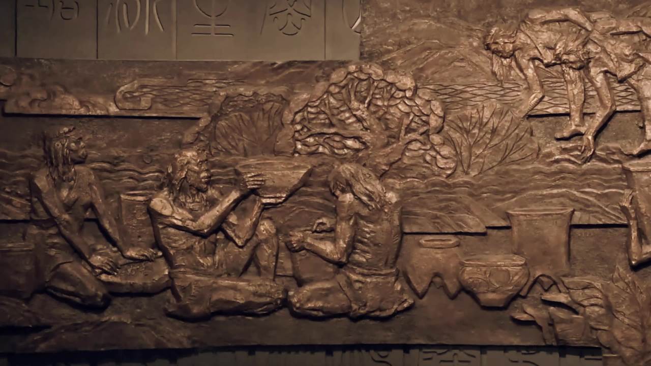 东方人类故乡主题浮雕 泥河湾远古人类
