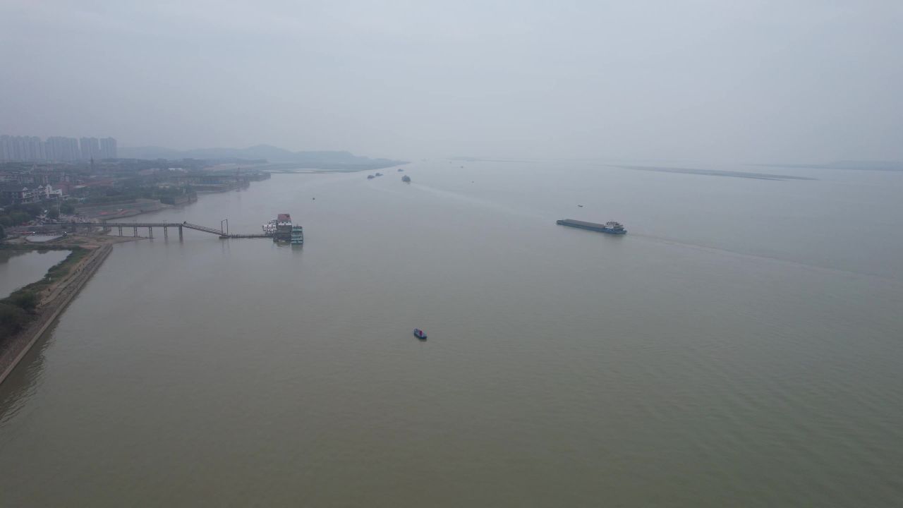 湖南岳阳洞庭湖风光航拍