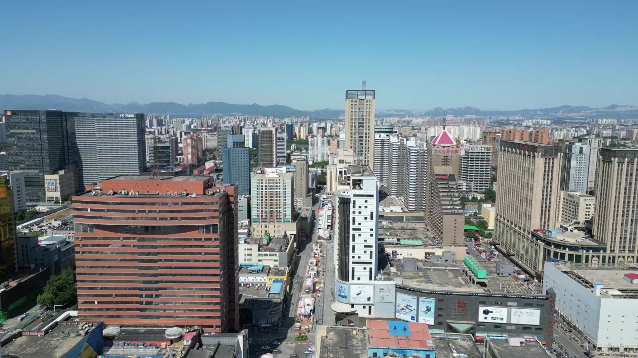 航拍河北石家庄城市建设