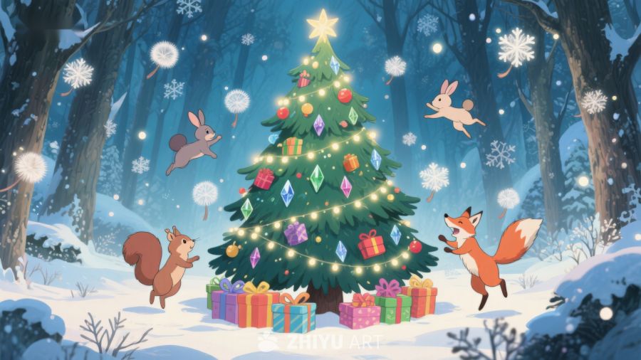 冬日森林中的圣诞树 14