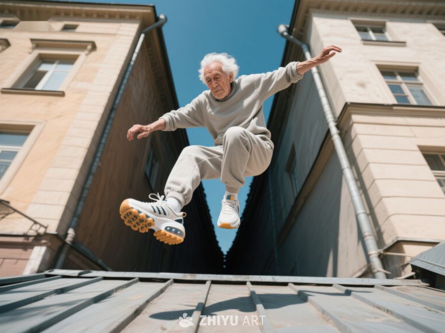 老人在城市中跳跃的瞬间 496
