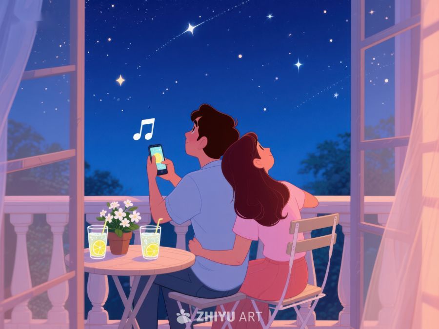 情侣夜观星空，共享浪漫时光 557