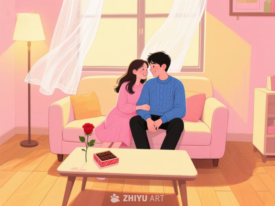 温馨客厅中的情侣时光 759