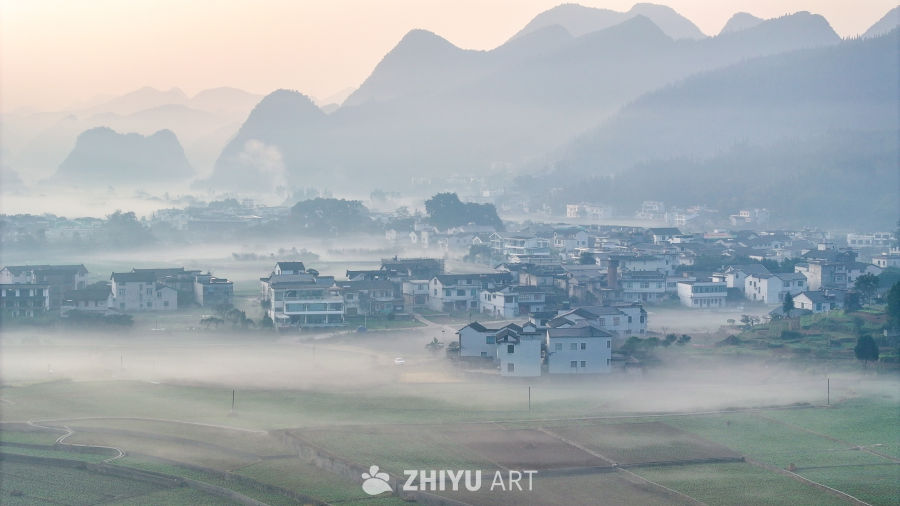 水墨画般的乡村晨景 51