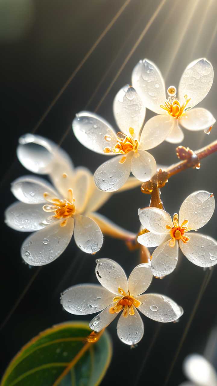 桂花水滴近景