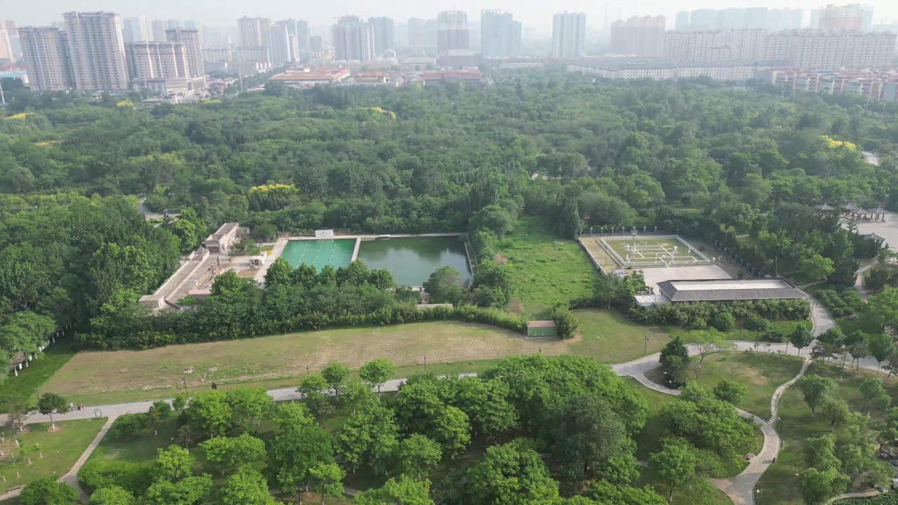 邯郸赵苑公园4A景区航拍 