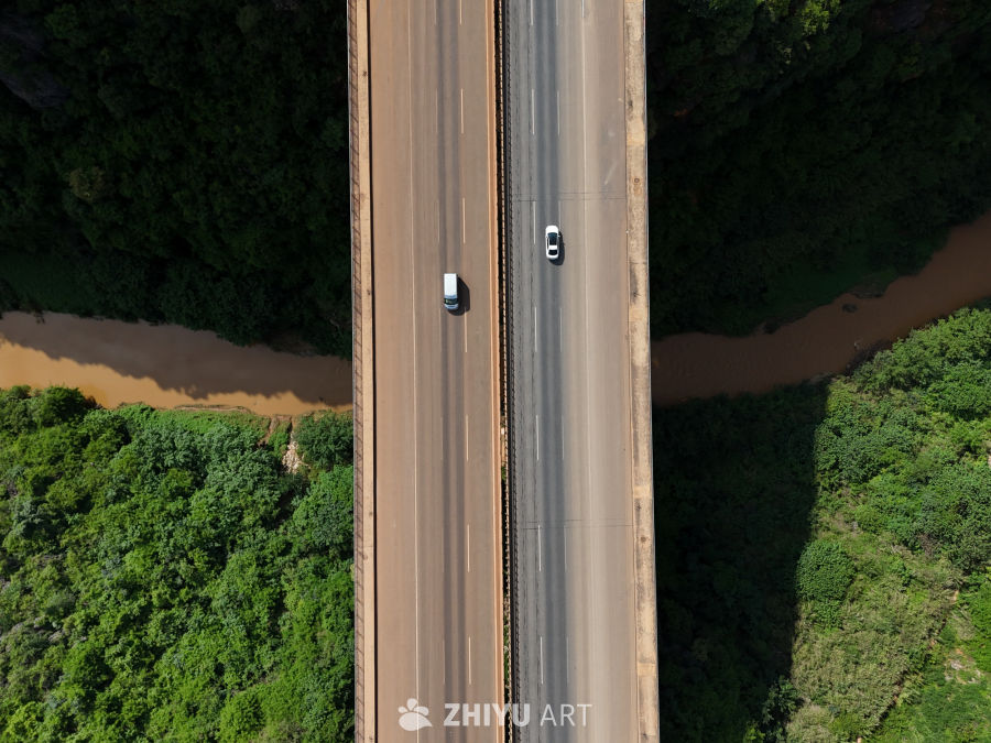 桥上行驶的汽车