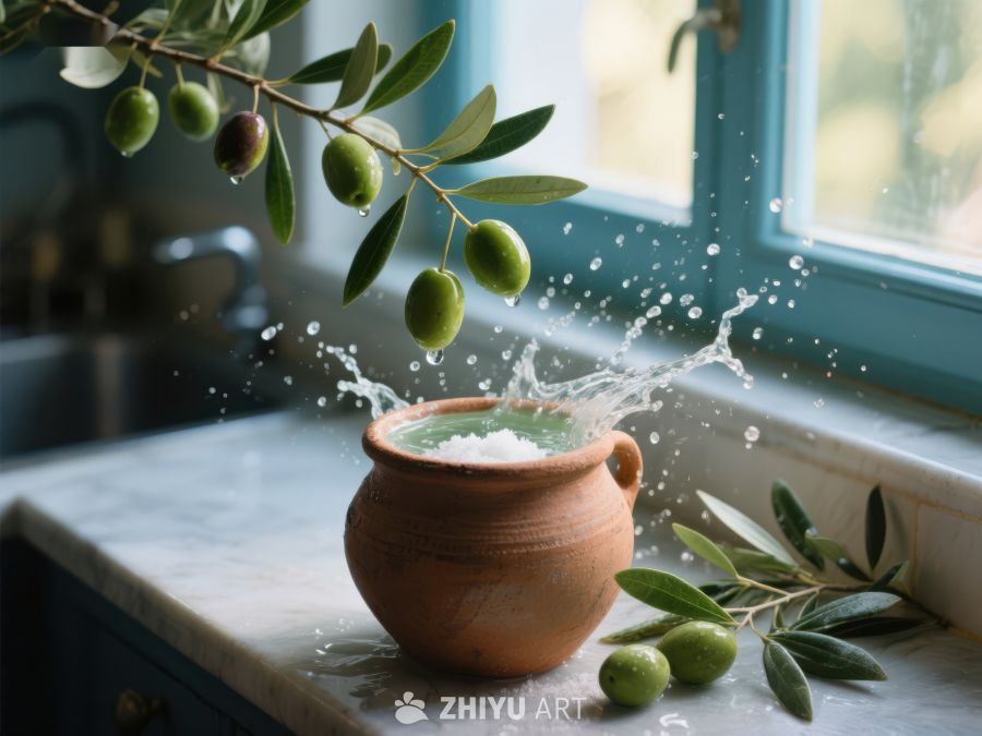 橄榄枝落入陶罐，水花四溅 195