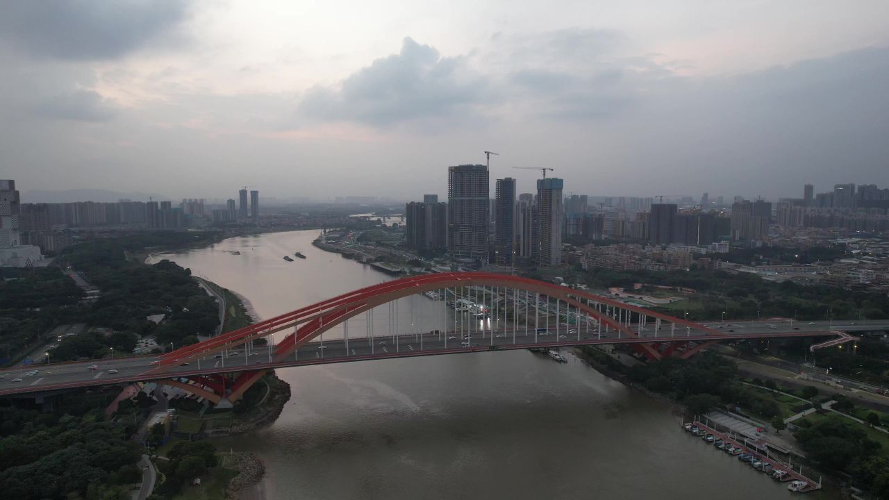  广东佛山东平水路东平大桥航拍