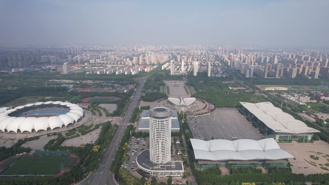 河北沧州城市风光地标建筑航拍  