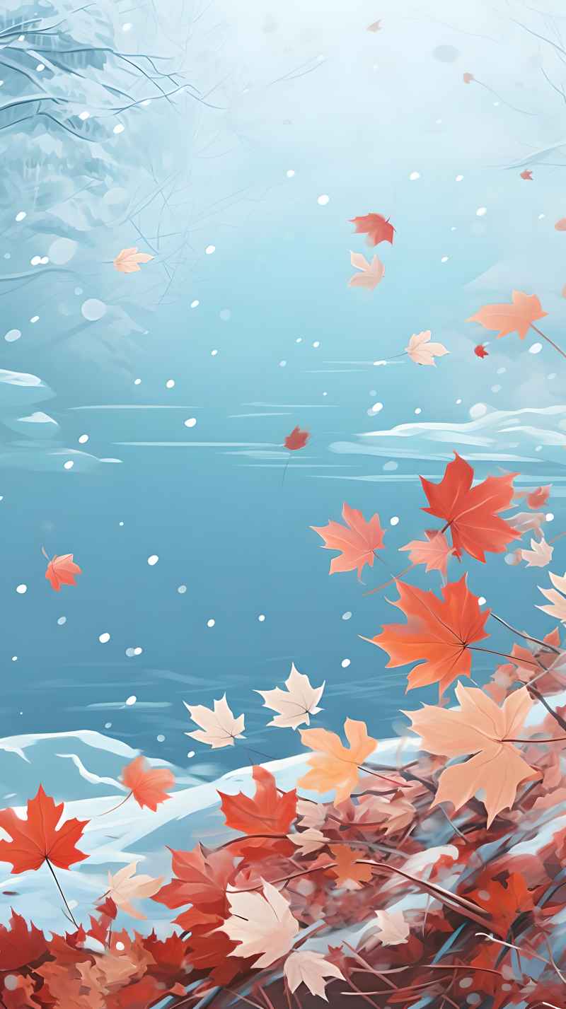 枫叶雪景冬季 10