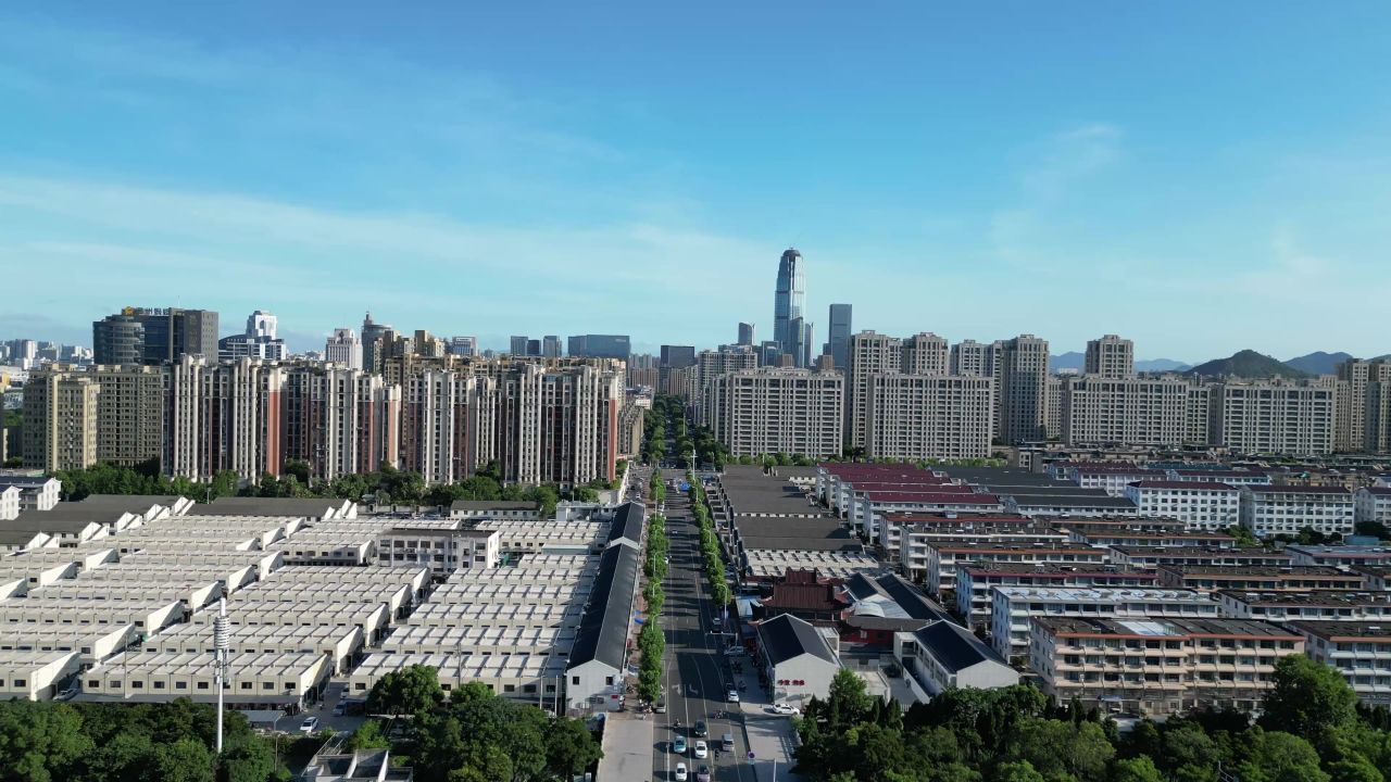 航拍浙江台州城市建设台州风光 
