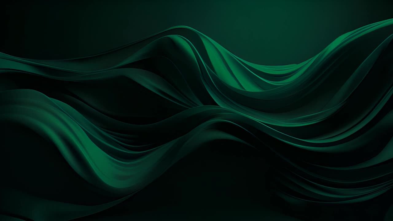 绿色液体状的表面流动和波动，在画面上平滑弯曲。它闪