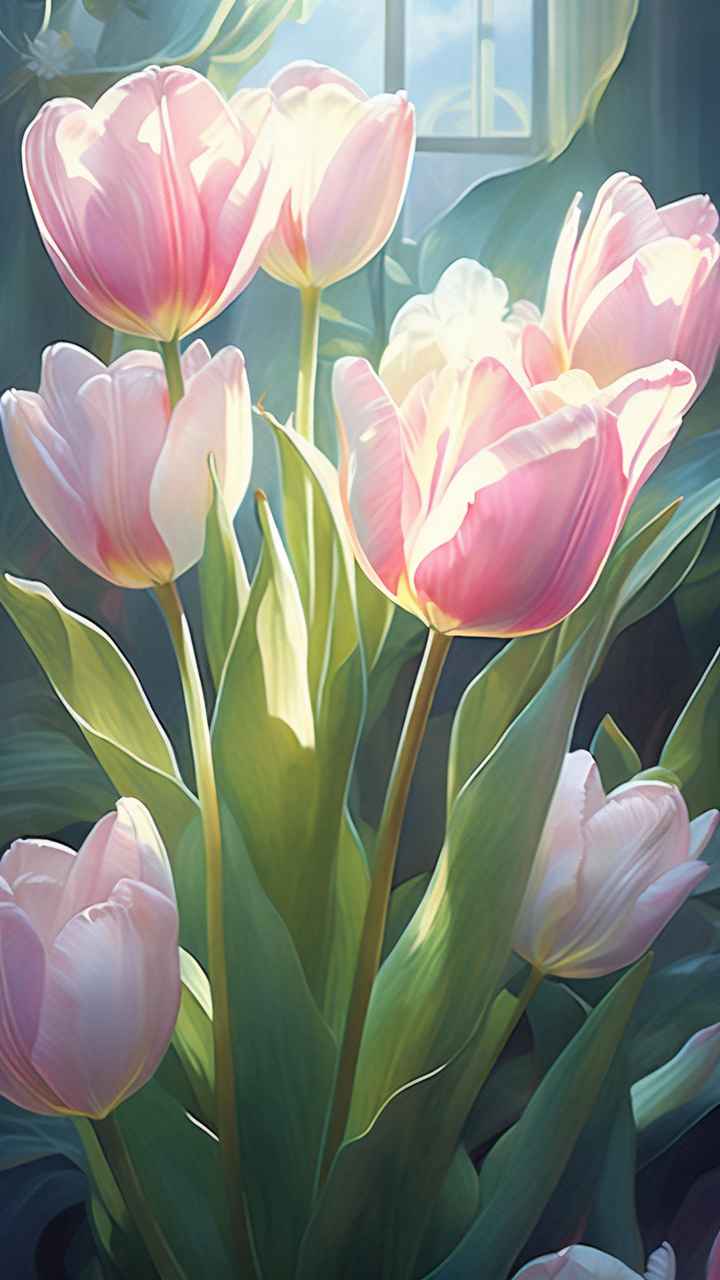 一个白色郁金香花束正在开放插画 99