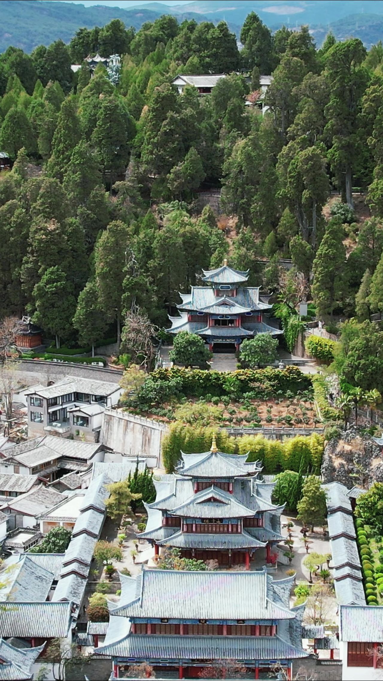 云南丽江大研古城竖屏航拍  